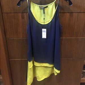 NWT BCBG Blue and Yellow A-Symmetrical Blouse