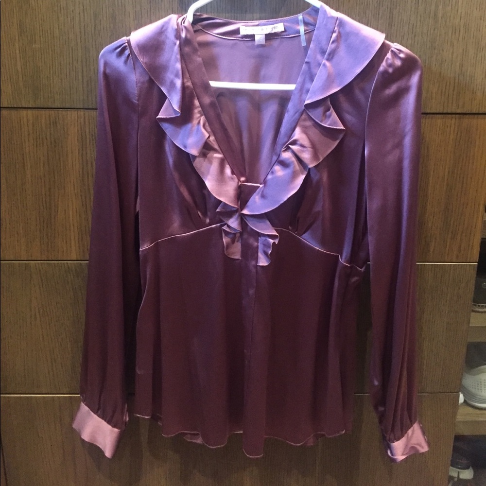 Rebecca Taylor Longsleeved Purple Silk Blouse