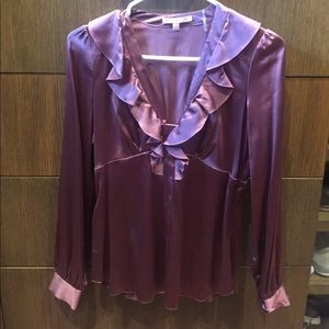 Rebecca Taylor Longsleeved Purple Silk Blouse