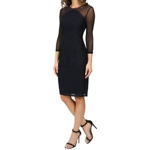ADRIANNA PAPELL Power Mesh and Lace Sheath Dress