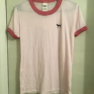 Victoria's Secret pink ringer crew neck t