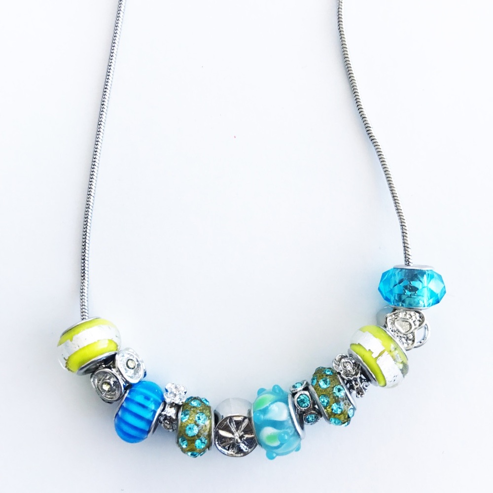 ✅COLORFUL GLASS CHARM NECKLACE