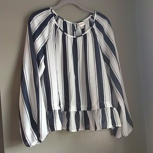 Striped blue and white merona sheer blouse. Large