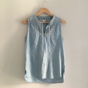 Embroidered Chambray Tank (J Crew)