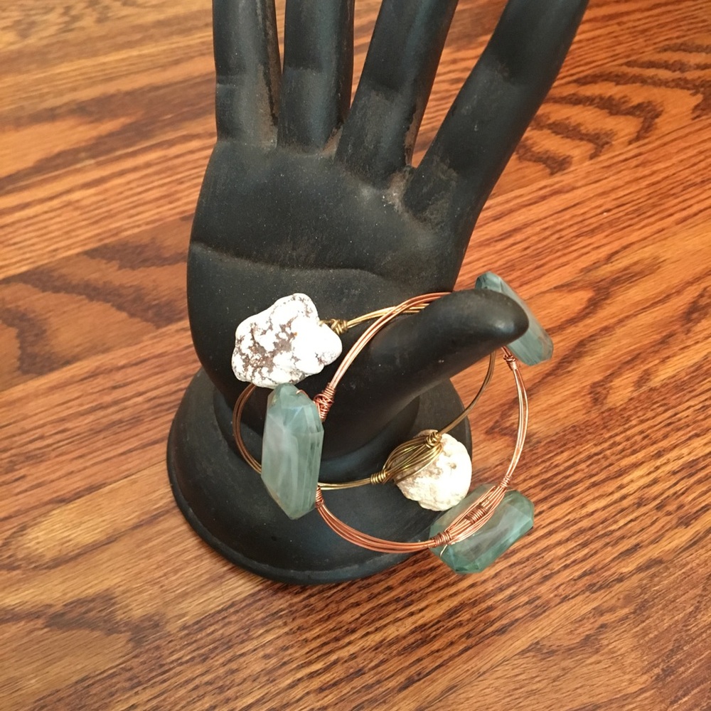 Stone & wire statement bracelets - Picture 2 of 3