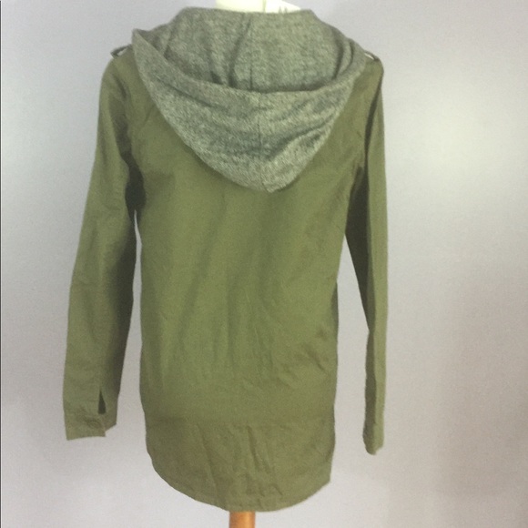 NWT Trendy Green Rose Patch Hooded Utility Jacket - Picture 4 of 6