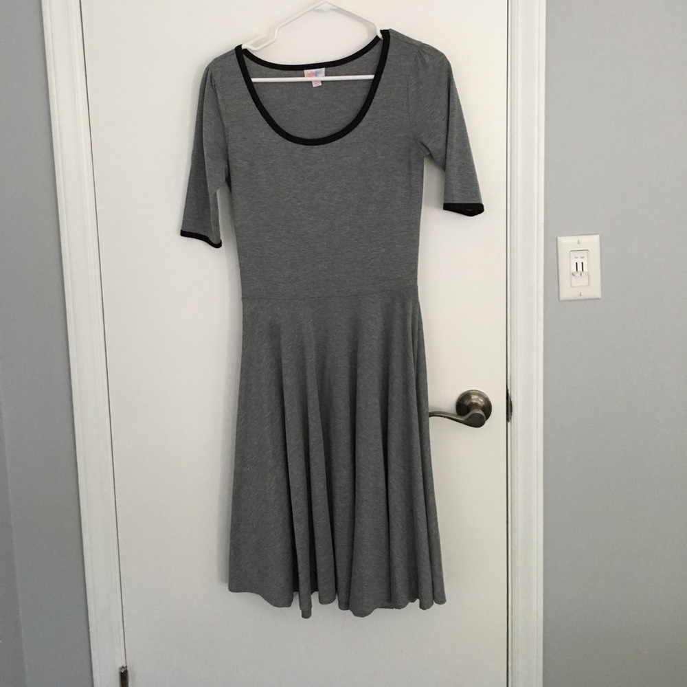 Gray Lularoe Nicole dress w/ black trim