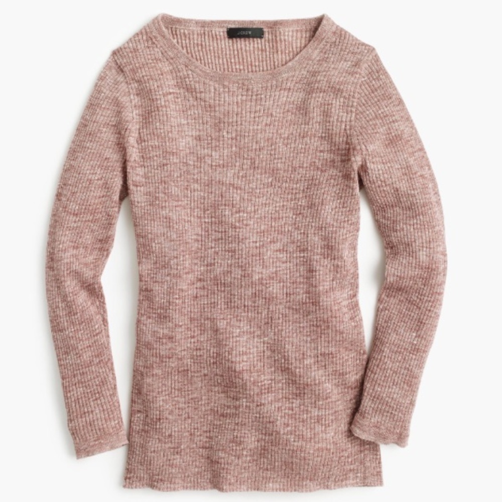 Italian linen-blend ribbed crewneck sweater