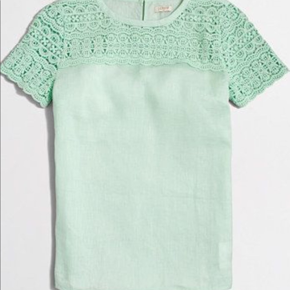 J.Crew 100% Linen embroidered tee