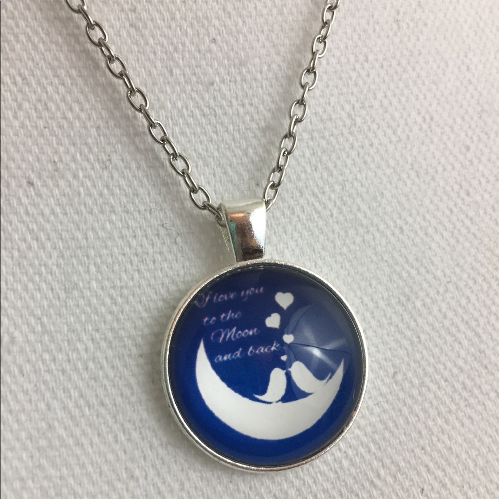 5 for $25 • Moon & Back Glass Pendant Necklace
