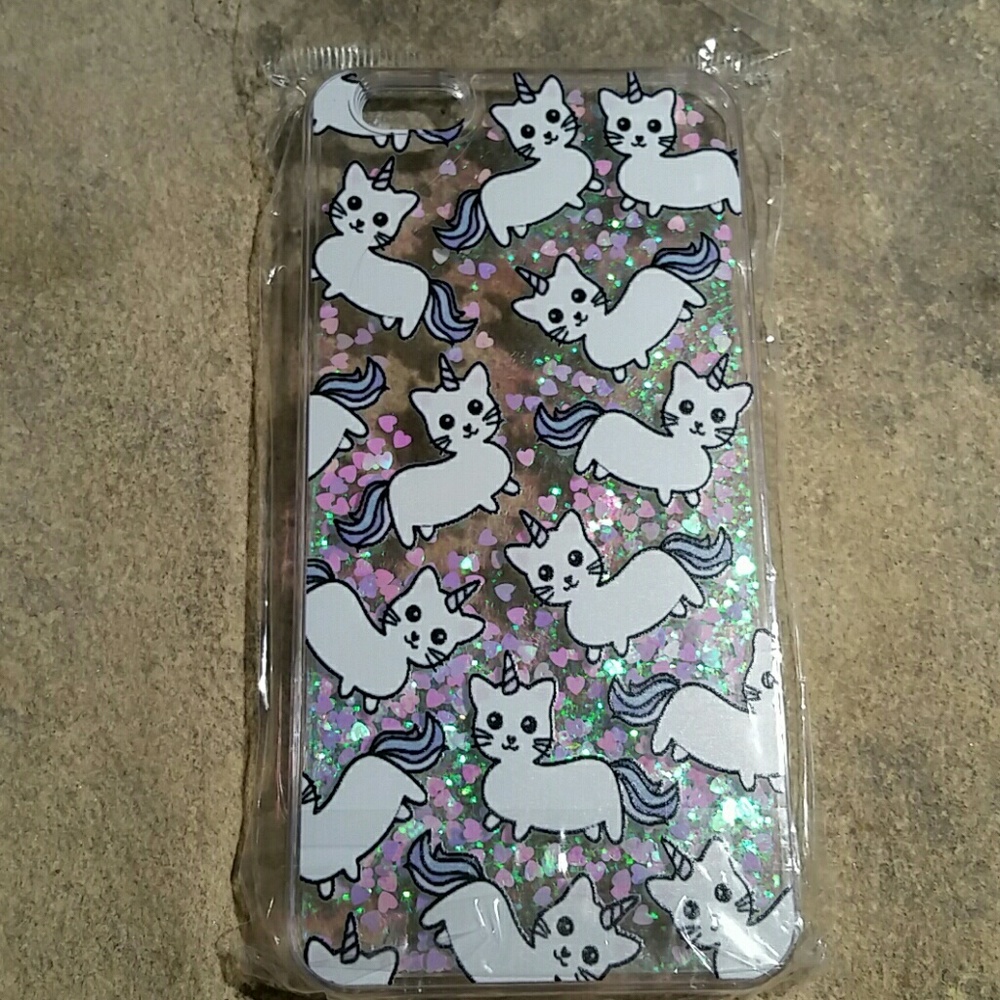 ❤ iPhone 6+ CAT UNICORN Liquid Glitter Phone Case - Picture 1 of 8
