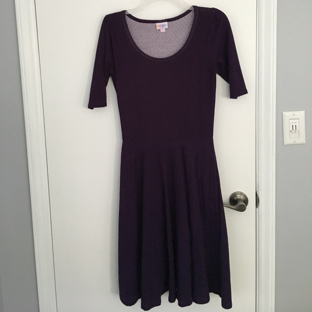 Plum purple diamond print Lularoe Nicole dress