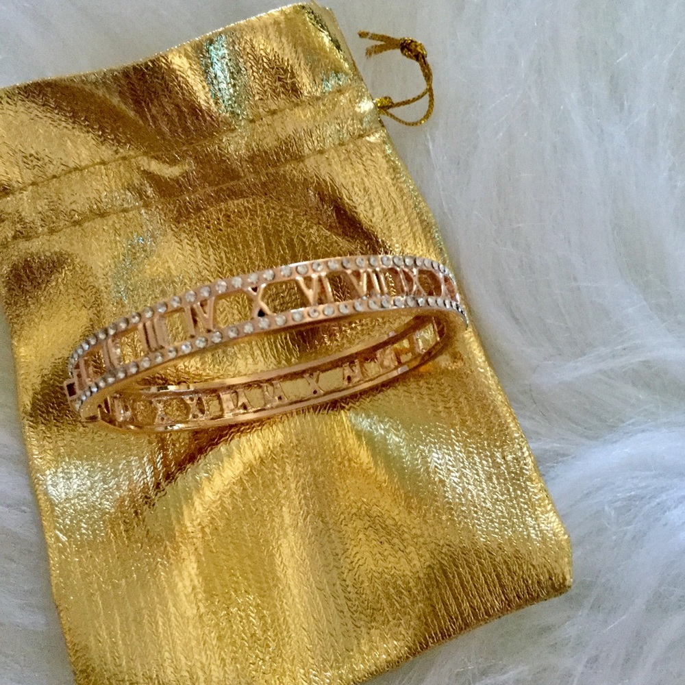 Roman Numerals Rose Gold Glitz Bracelet