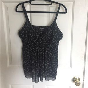 Express black and white floral babydoll top!