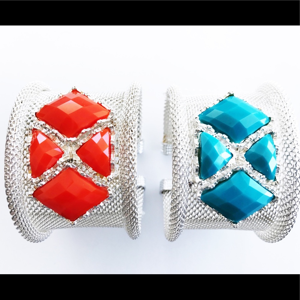 ✅STONE MESH METAL CUFF BRACELETS