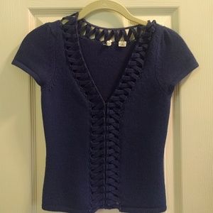 Anthropologie blue zig zag front cardigan