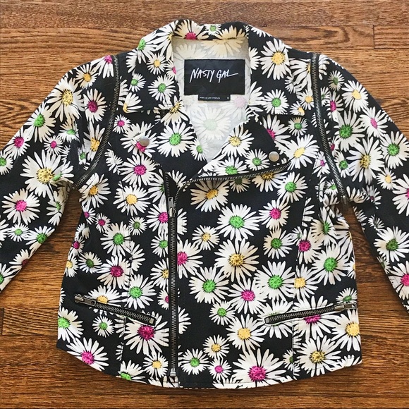SOLD NASTY GAL NEON DAISY DENIM JACKET - Picture 3 of 5