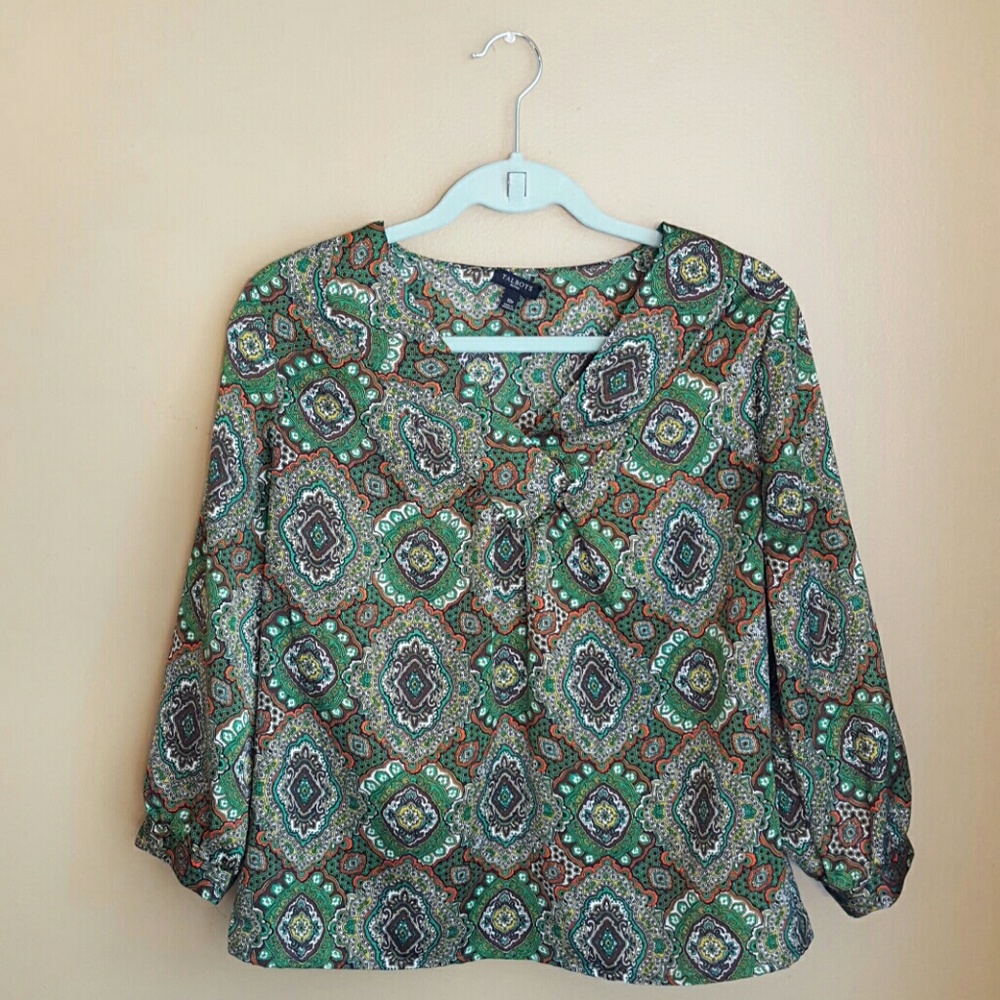 Talbots Petite Printed Blouse Top