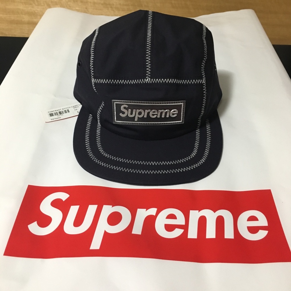 Supreme Contrast Stitching 5-Panel Camp Cap