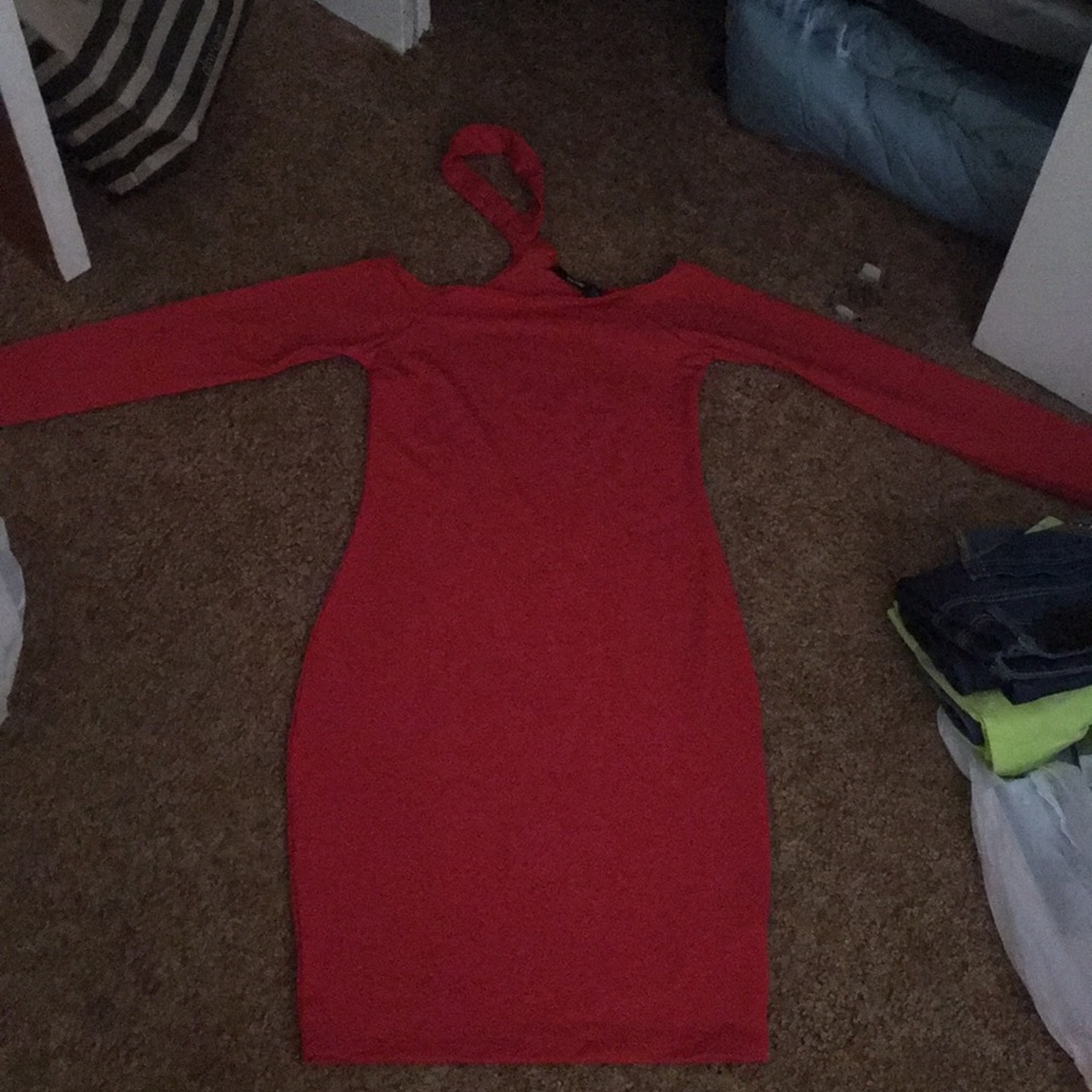 Red long sleeve dress