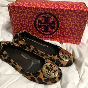 Tory Burch cheetah print calf hair flats