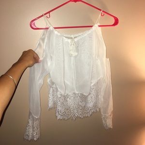 White lace crop top