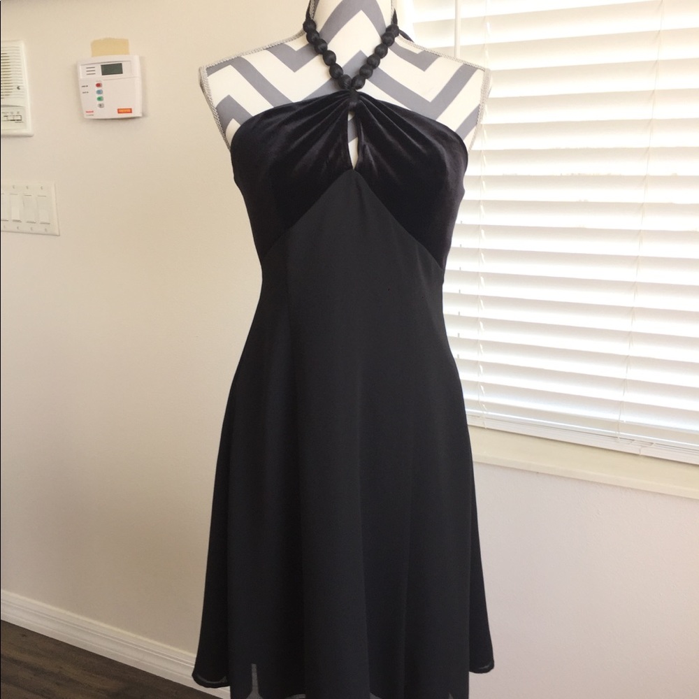 Black Halter Tie Dress