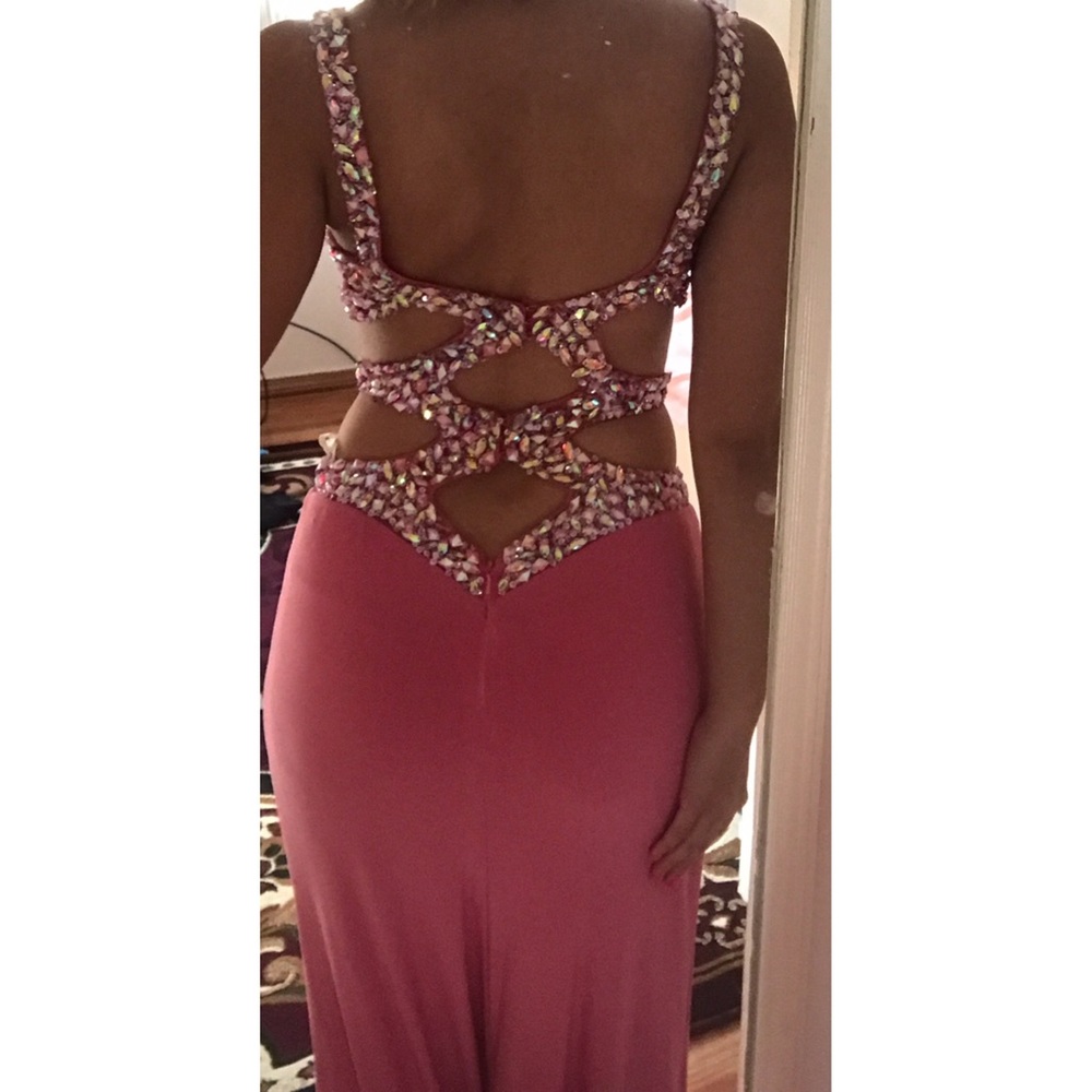 Jasz Couture Long Bedazzled Dress