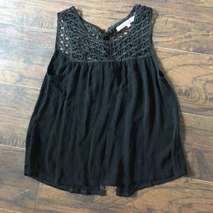 Black open back tank top