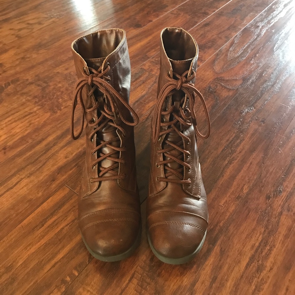 Brown lace up boots