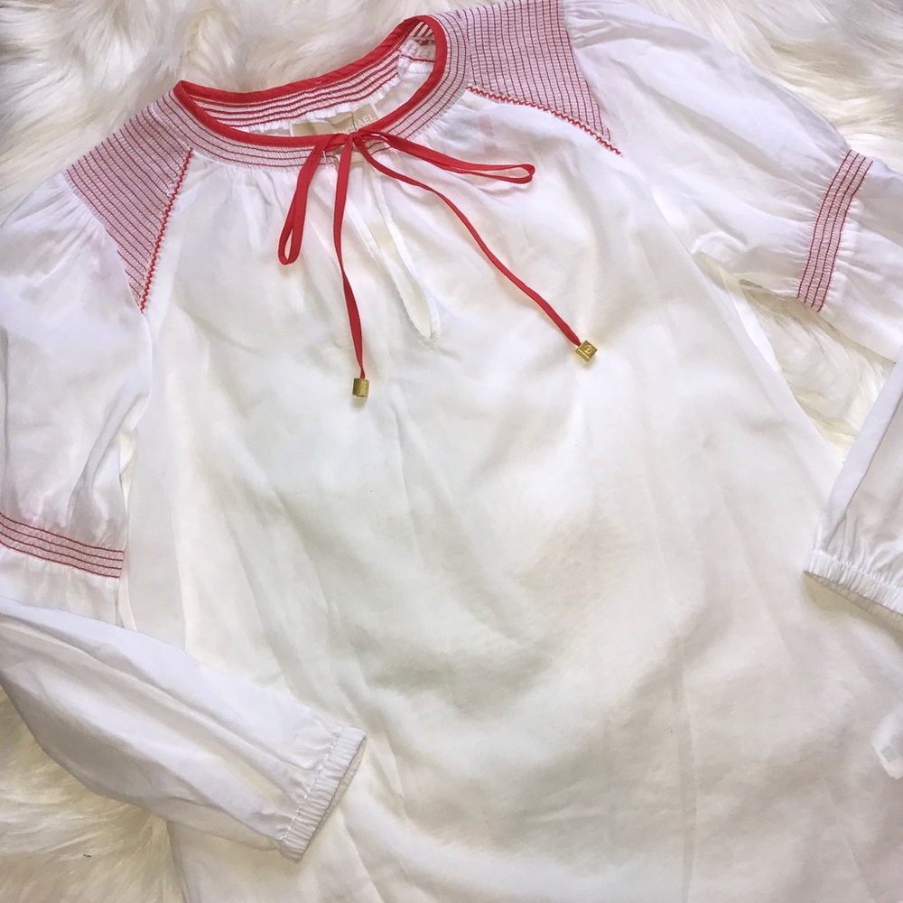 ❌SOLD❌NWT MICHAEL KORS WHITE/SANGRIA TOP