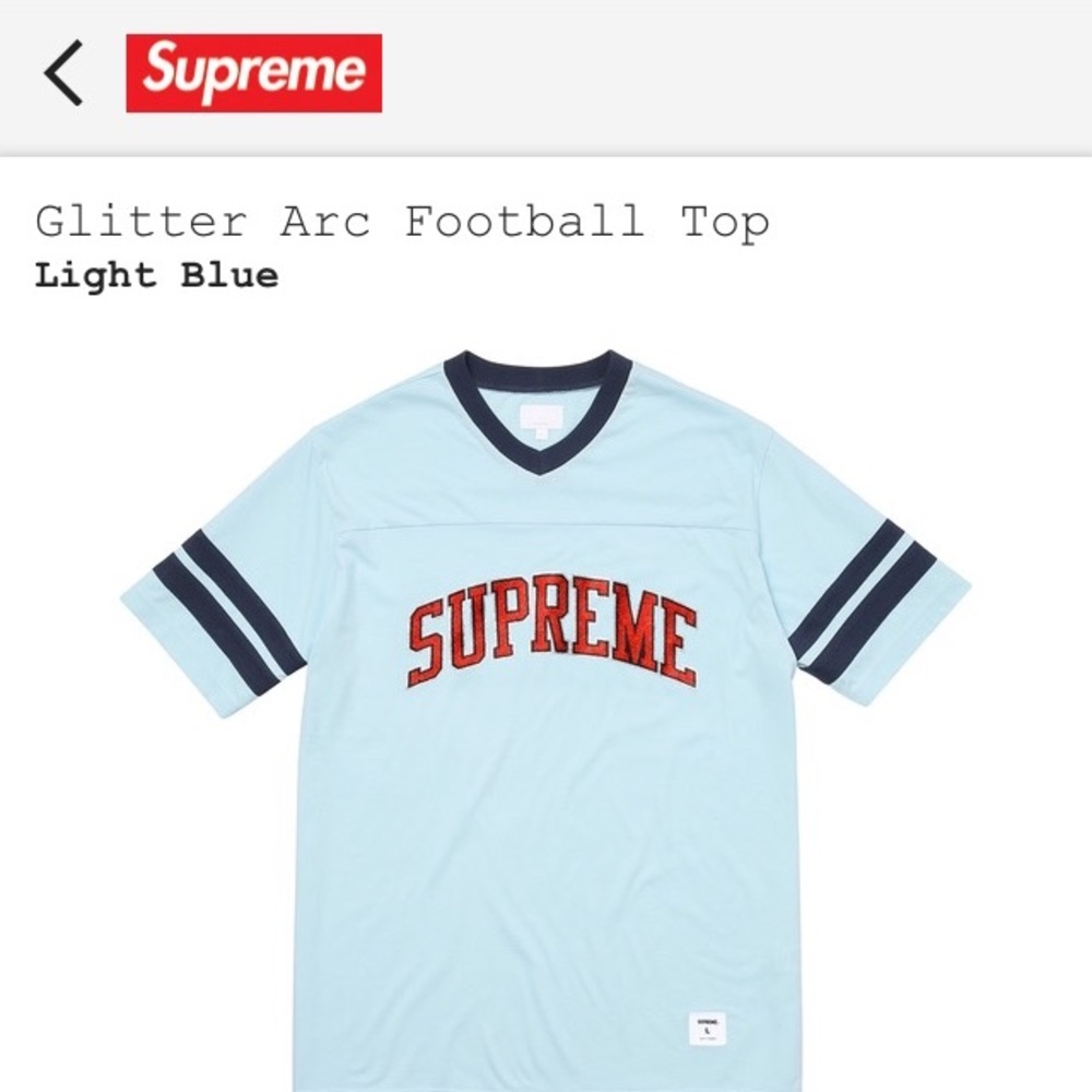 Supreme light blue glitter arc football top