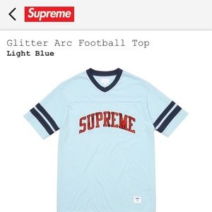 Supreme light blue glitter arc football top