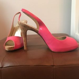 Guess Hot Pink Sling Back Heels - Size 7M.