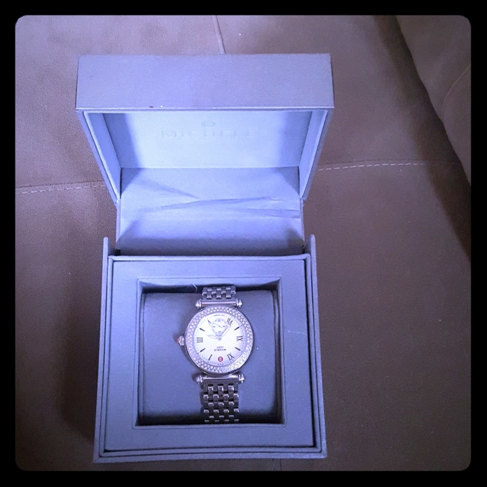 Michele Women Caber Diamond Bracelet Watch 0.33cw