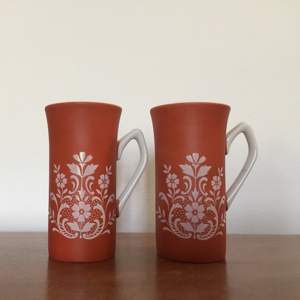Cute Japanese porcelain tall cups with designs