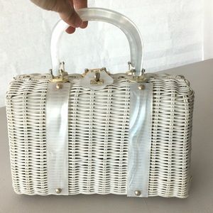 VINTAGE wicker and lucite Handbag