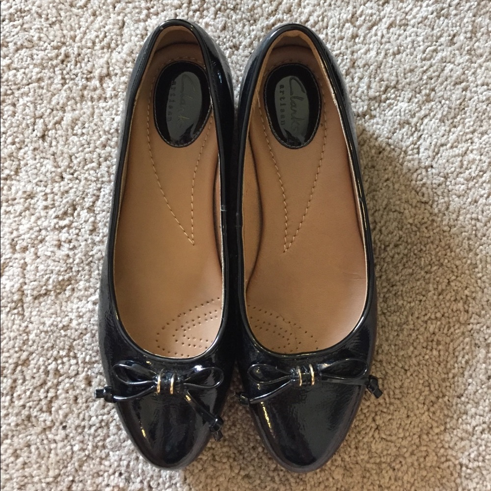 NWOT Clarks Ballet Flats Black Patent Sz 6.5