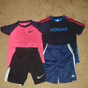 Adidas/ Nike. Unisex size 5 shirts/size 4 shorts.