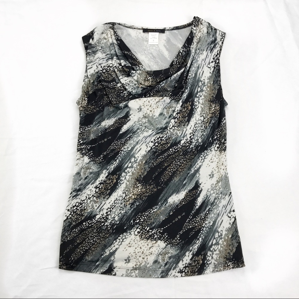 JENNIE & MARLIS Sleeveless Draped Neckline Blouse