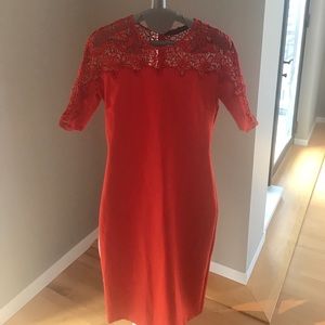 Zara Women's Red/Orange Midi Dress