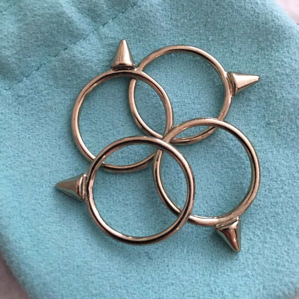 Set of 4 Gold Rings with Cone Studs