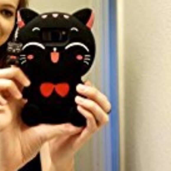 CLOSEOUT SALE! Lucky Kitty Soft Phone Case in blk - Picture 5 of 8