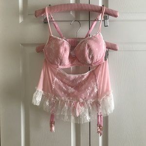Victoria Secret Bra and Skirted Garter Set