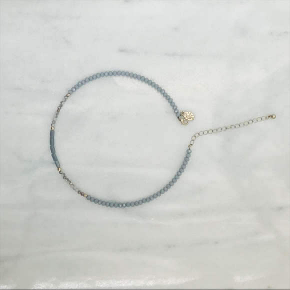Beaded Choker in Grey + Gold - Picture 4 of 4