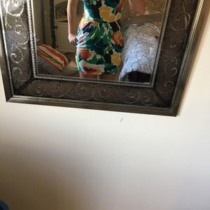 Strapless floral dress w/ pockets
