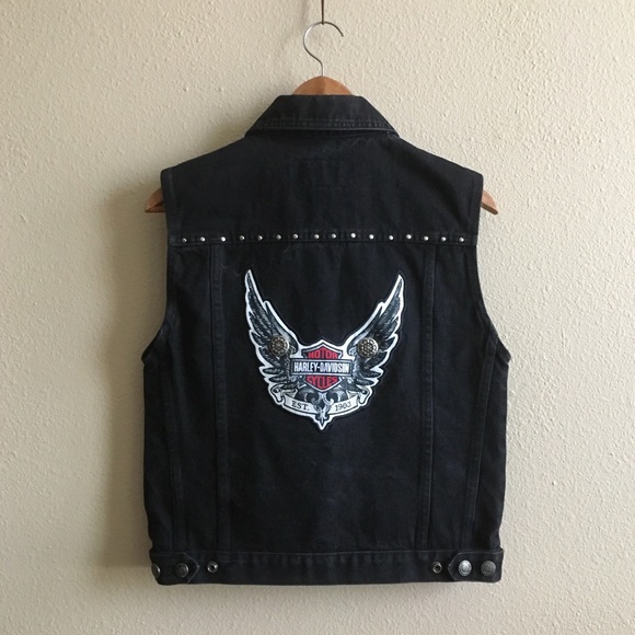 Harley-Davidson Jackets & Blazers - ’90s / Studded Harley Black Denim Vest