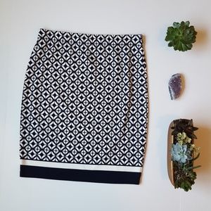 Max edition navy blue diamond pattern pencil skirt