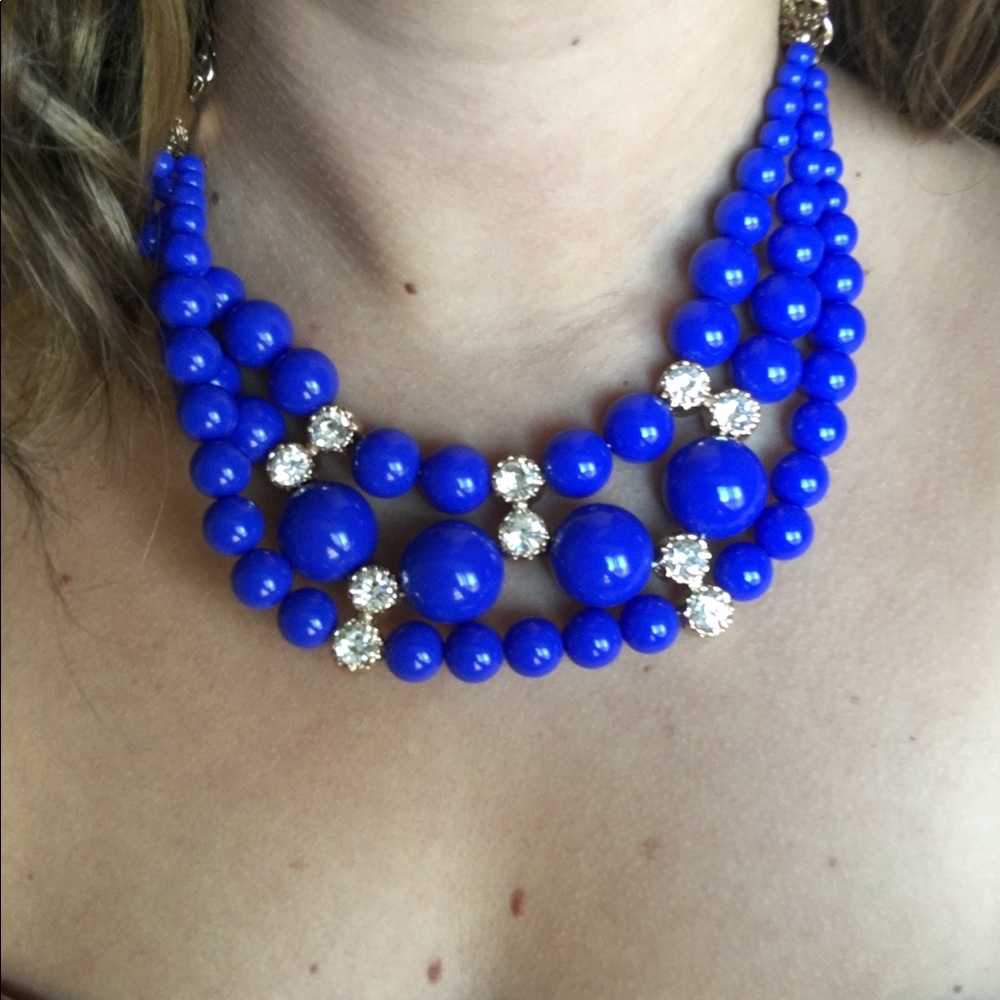 Blue and rhinestone statement necklace