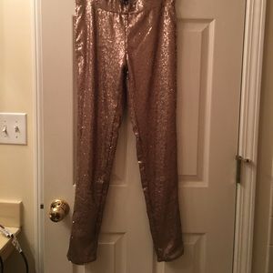 Rose gold sequin pants.
